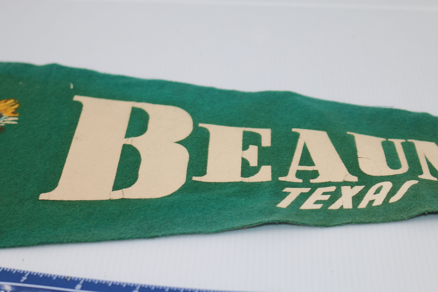 Large Vintage beaumont texas let, er buck Souvenir Felt Pennant 29"