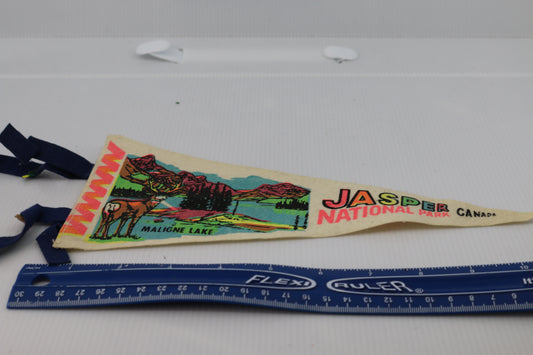 Vintage pennant felt Canada Souvenir Jasper National park Maligne Lake