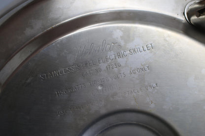 Vintage Welbilt 17230 Electric Skillet Stainless Steel 1150W w Egg Insert