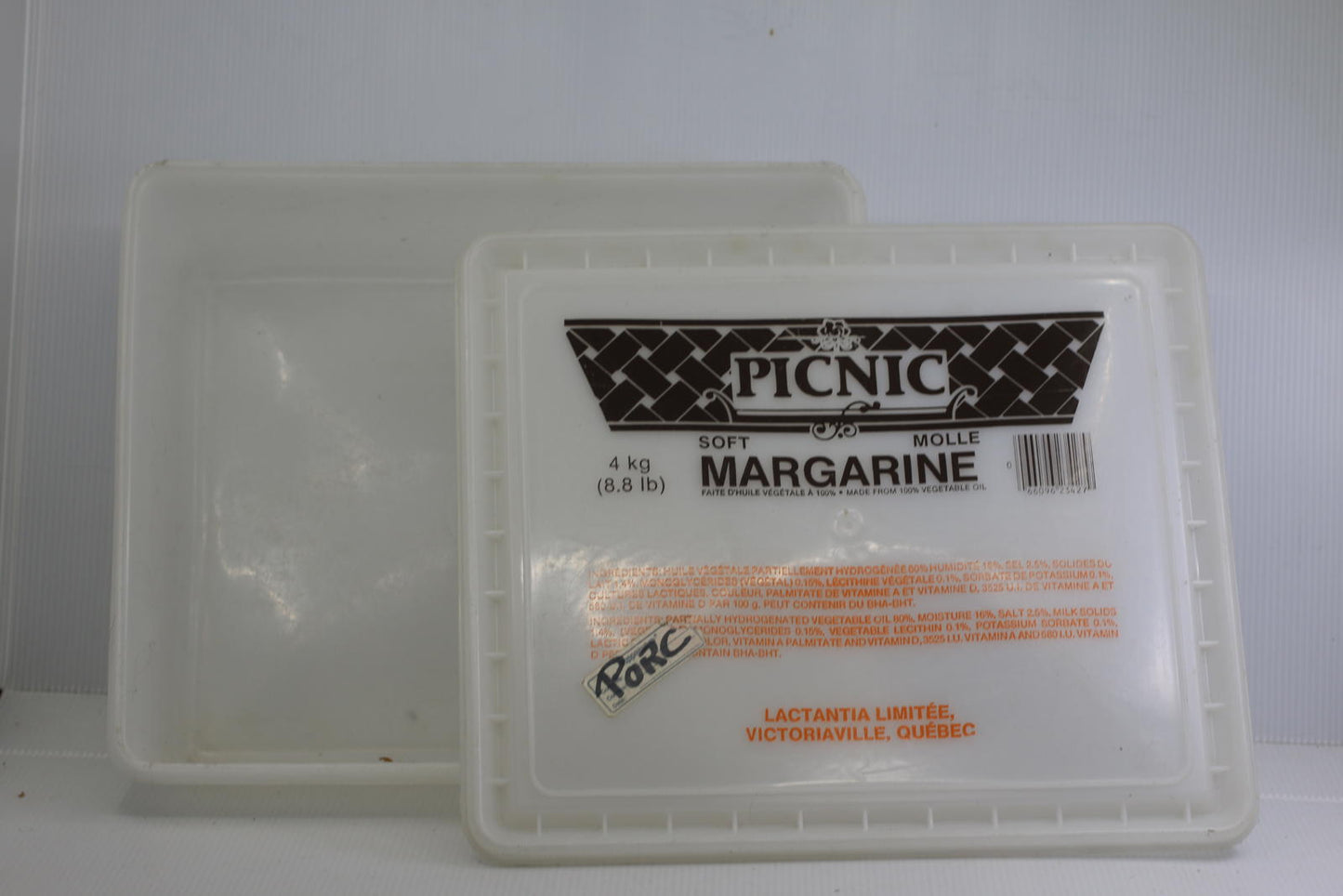 Empty Vintage Picnic Soft Margarine 4 kg Container Lactancia Bowl / lid