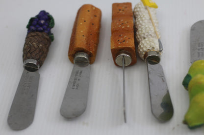 Set of 7 Novelty Butter Spreaders Fruit Bread Golf Handles