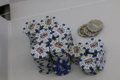 Lot of 150 WSOP World Series Poker 11.5g Casino Style Chips  Blue and White