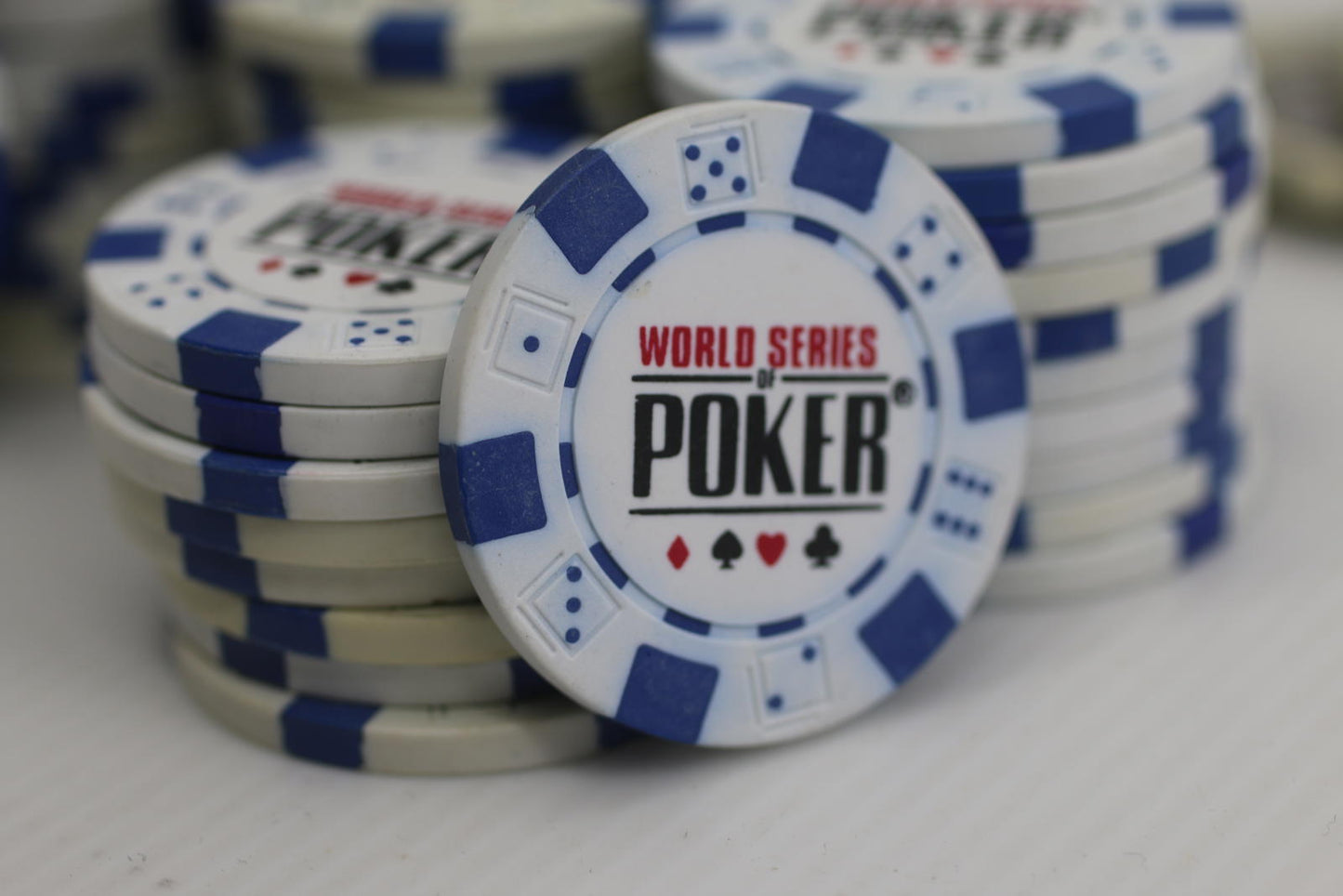 Lot of 150 WSOP World Series Poker 11.5g Casino Style Chips  Blue and White