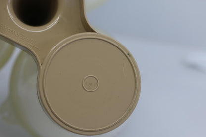 VINTAGE TUPPERWARE #757 CONDIMENT CADDY W/HANDLE, CUPS, SPOON & LIDS - ALMOND