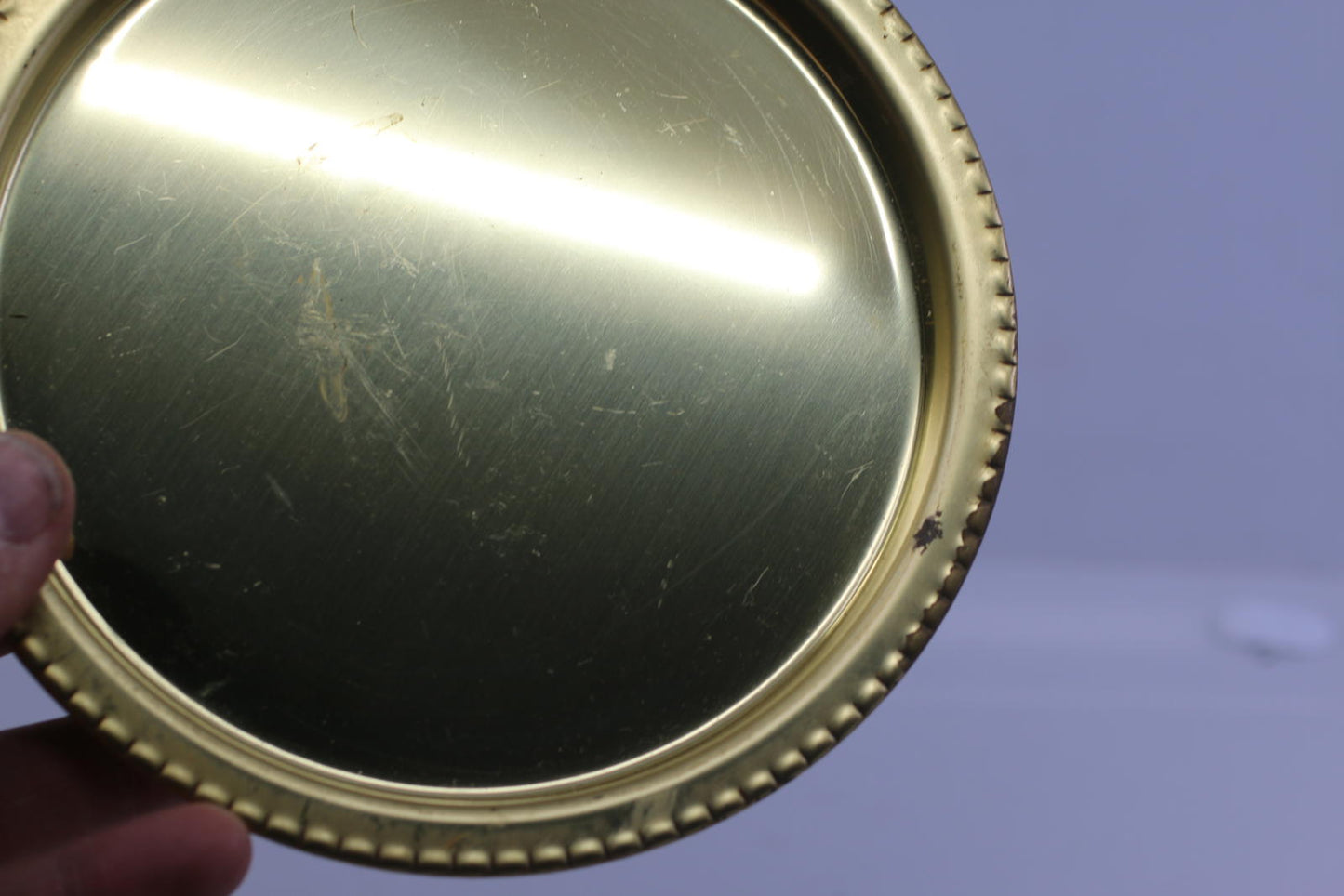 Vintage Kromex Gold Tone Round Serving Tray Made in USA Barware