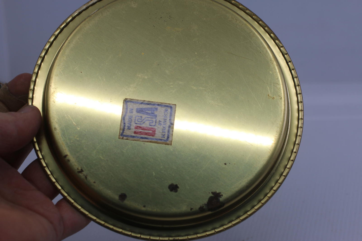 Vintage Kromex Gold Tone Round Serving Tray Made in USA Barware