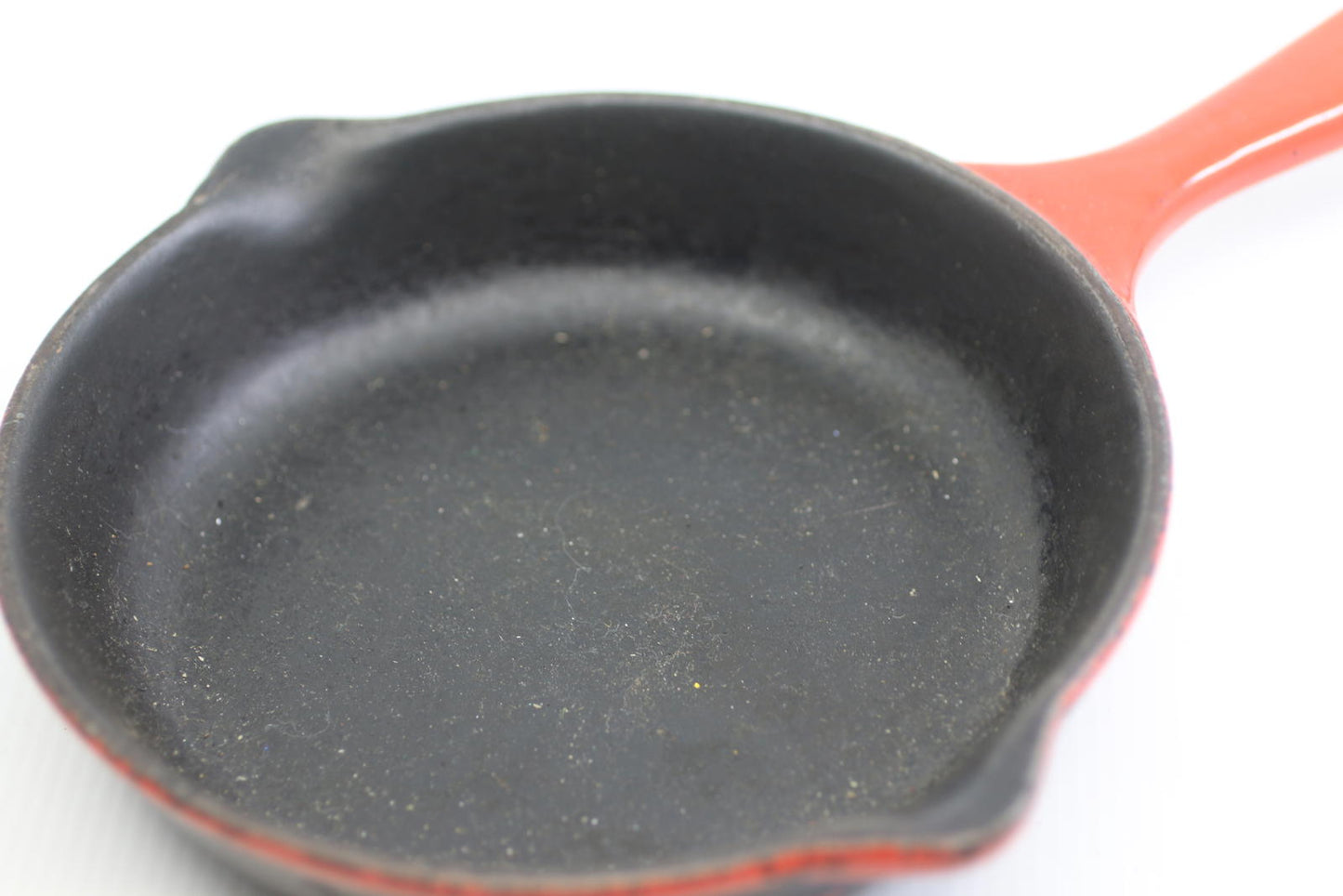 Vintage Nomar Spain Cast Iron Mini Skillet Red Handle Rustic Farmhouse Pan