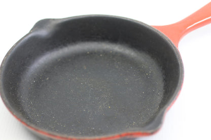 Vintage Nomar Spain Cast Iron Mini Skillet Red Handle Rustic Farmhouse Pan