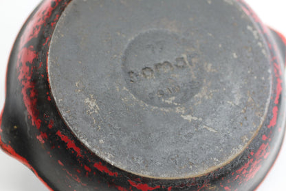 Vintage Nomar Spain Cast Iron Mini Skillet Red Handle Rustic Farmhouse Pan