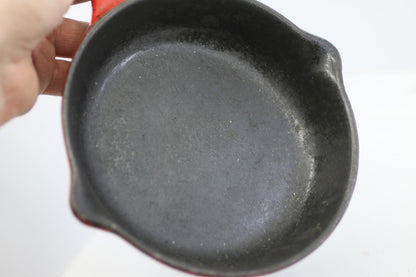 Vintage Nomar Spain Cast Iron Mini Skillet Red Handle Rustic Farmhouse Pan