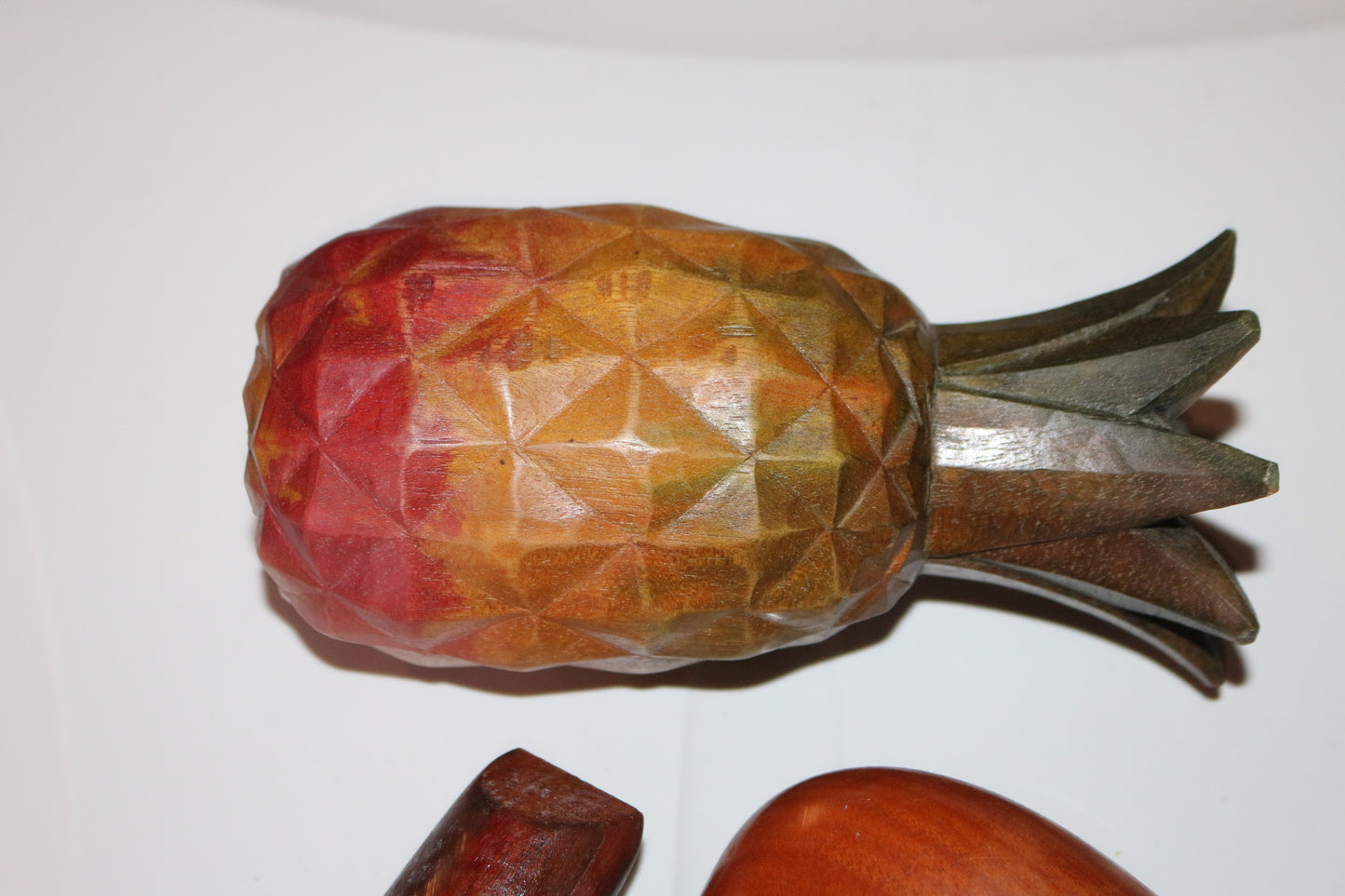 Vintage Wooded Pineapple banana 4 Hand Carved Fruits for bowl in center table