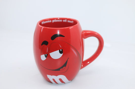 M&M 20oz Coffee Mug Red “Wanna piece of me?” 2015 from M&M’s World 4.75” tall