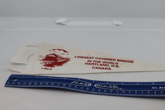 Vintage pennant felt souvenir Longuest covered bridge Hartland Canada
