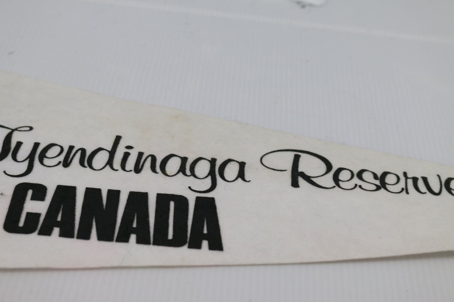 Vintage Souvenir Felt Pennant Lyendinaga Reserve Canada Indian Chief logo