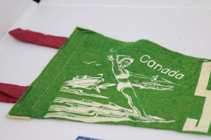 Vintage Souvenir Felt Pennant Canada St-Ferdinand Québec Green