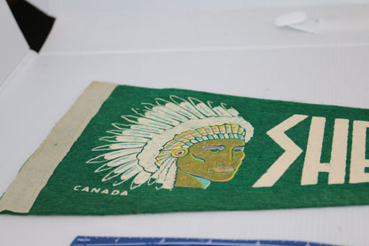 Vintage Souvenir Felt Pennant Canada sherbrooke Canada Indian Chief logo