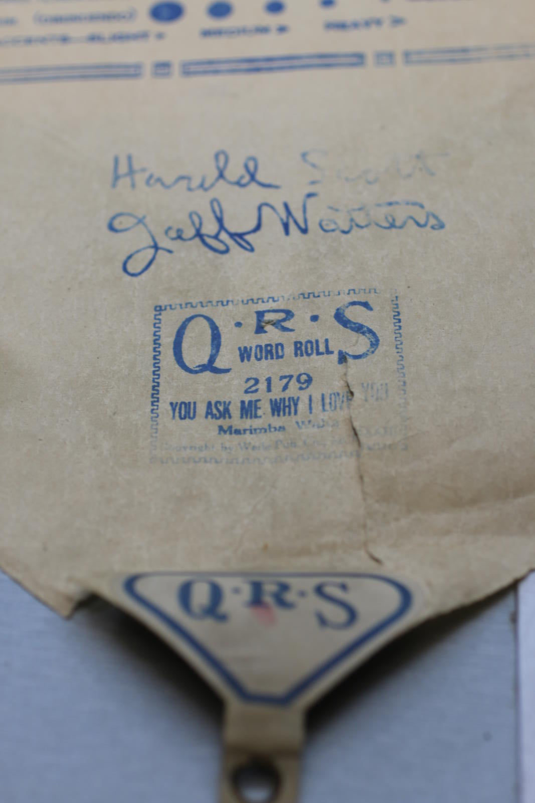 Vintage Q.R.S. Word Roll #2179 – “You Ask Me Why I Love You.”
