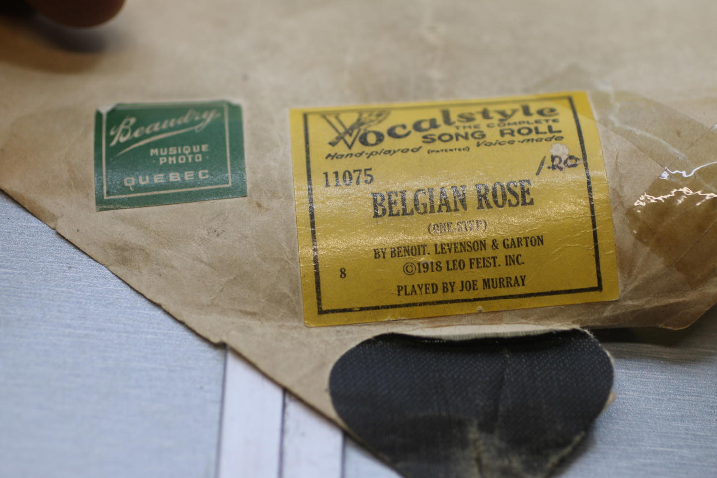 Vocalstyle Player Piano Roll 11075 Belgian Rose 1918 Leo Feist w Box