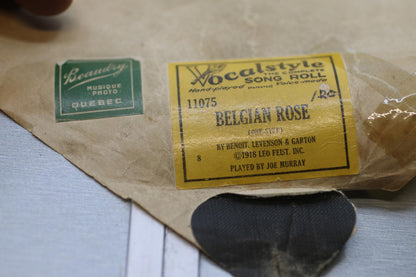 Vocalstyle Player Piano Roll 11075 Belgian Rose 1918 Leo Feist w Box