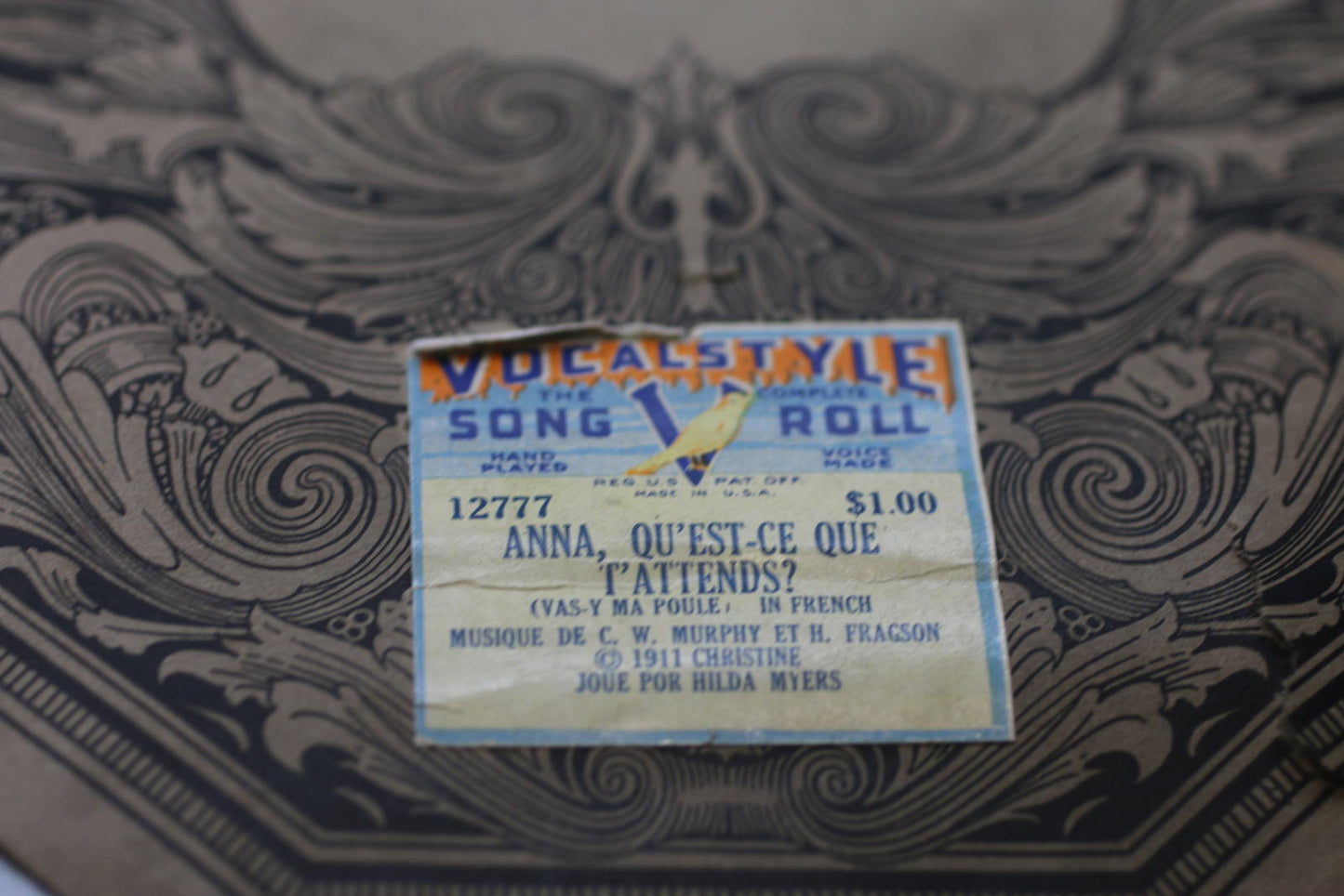 Vocalstyle Song Roll 12777 Anna Qu’est-Ce Que T’Attends? 1911 w Box