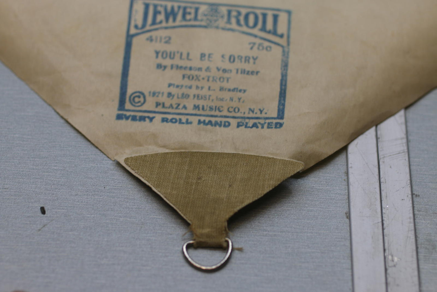 Vintage Jewel Roll 4112 You’ll Be Sorry Fox Trot 1921 Player Piano Roll w Box