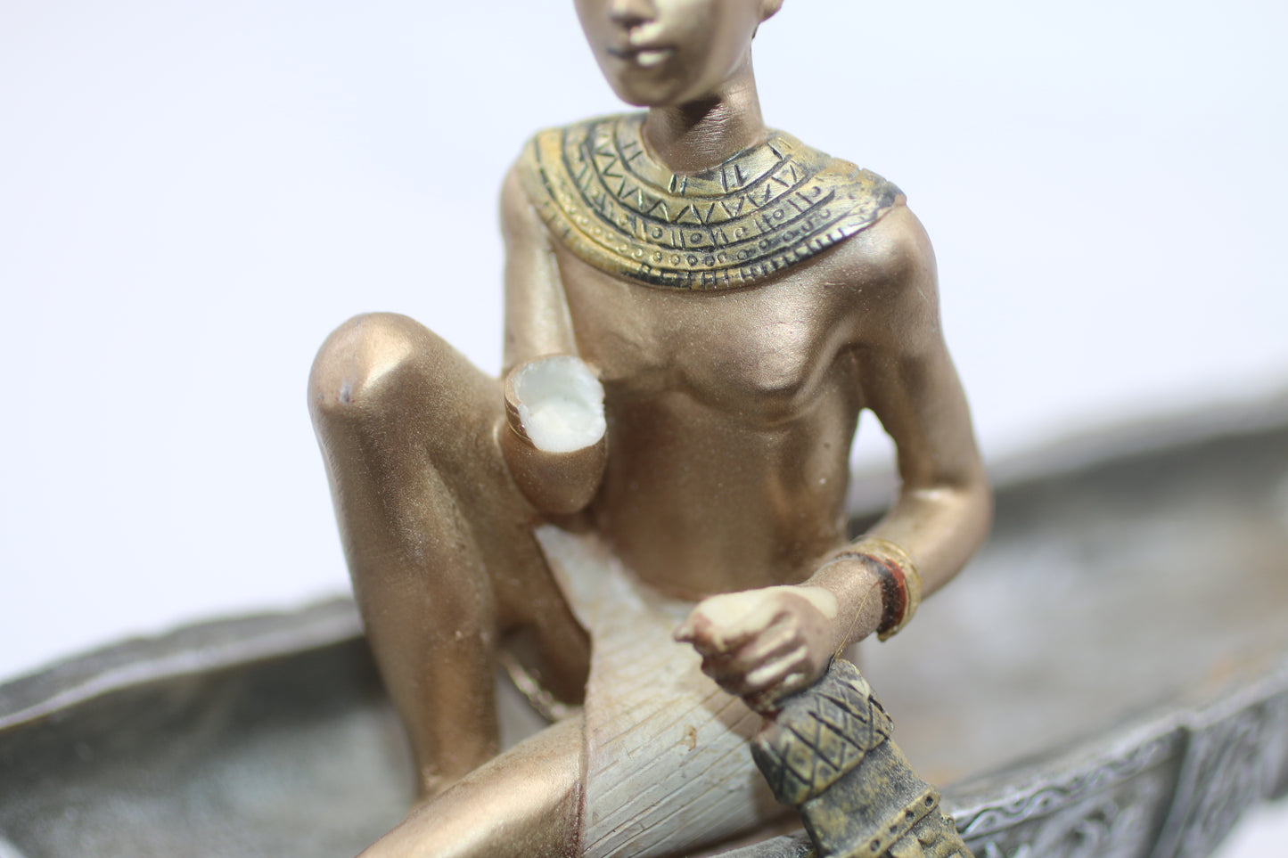 Goddess Isis on The Nile Statue Egypt, Queen Cleopatra Lotus Boat, Collectable.