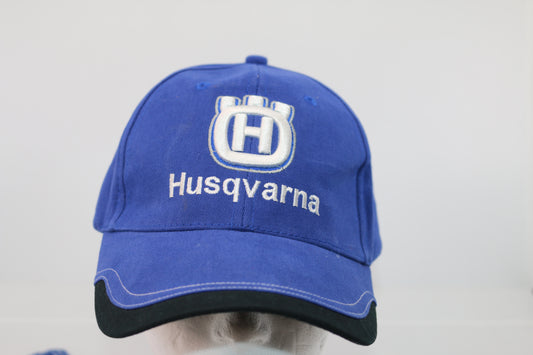 Husqvarna Hat Baseball Cap Strapback Black/ White Embroidered Chunky Logo