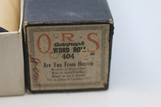1917 QRS Autograph Word Roll 404 “Are You From Heaven” Player Piano Roll w/ Box