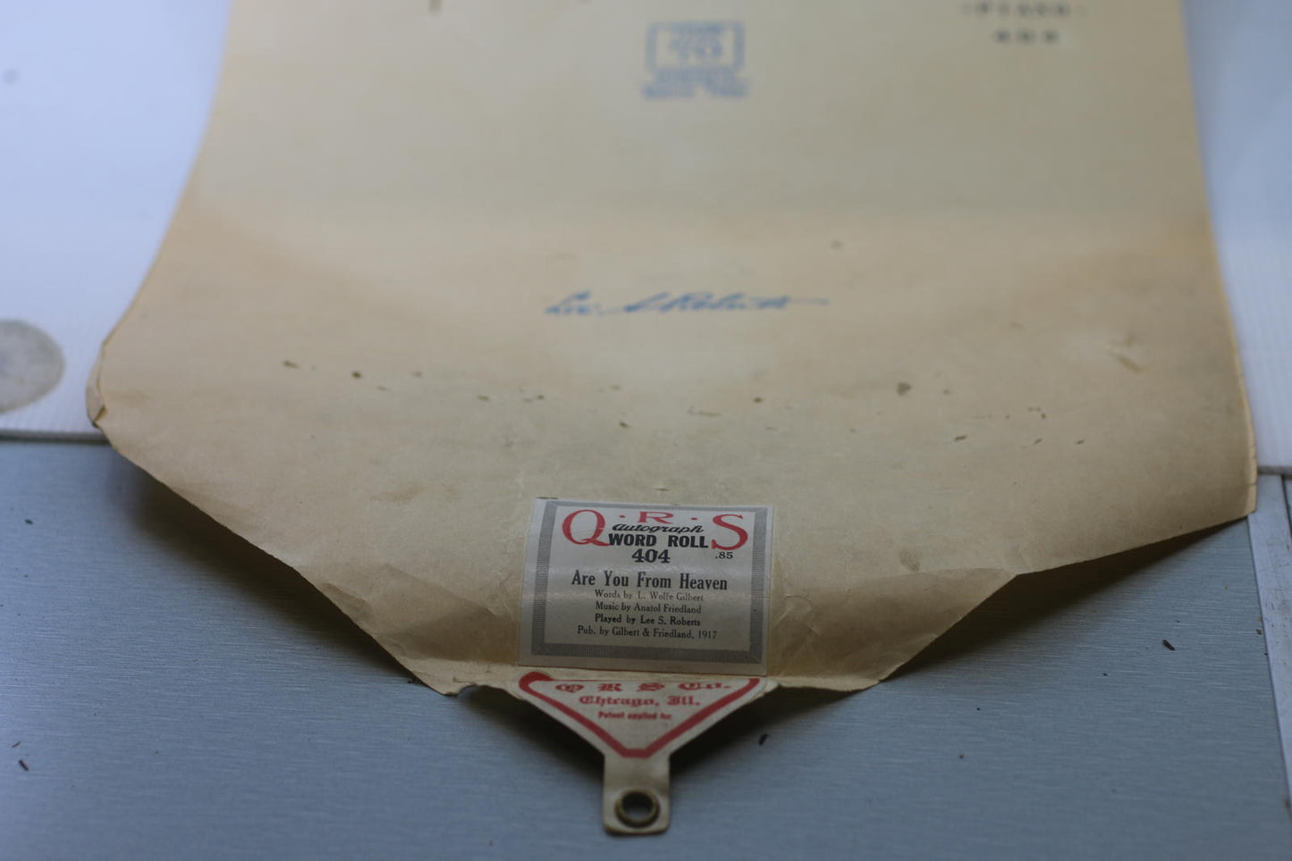 1917 QRS Autograph Word Roll 404 “Are You From Heaven” Player Piano Roll w/ Box