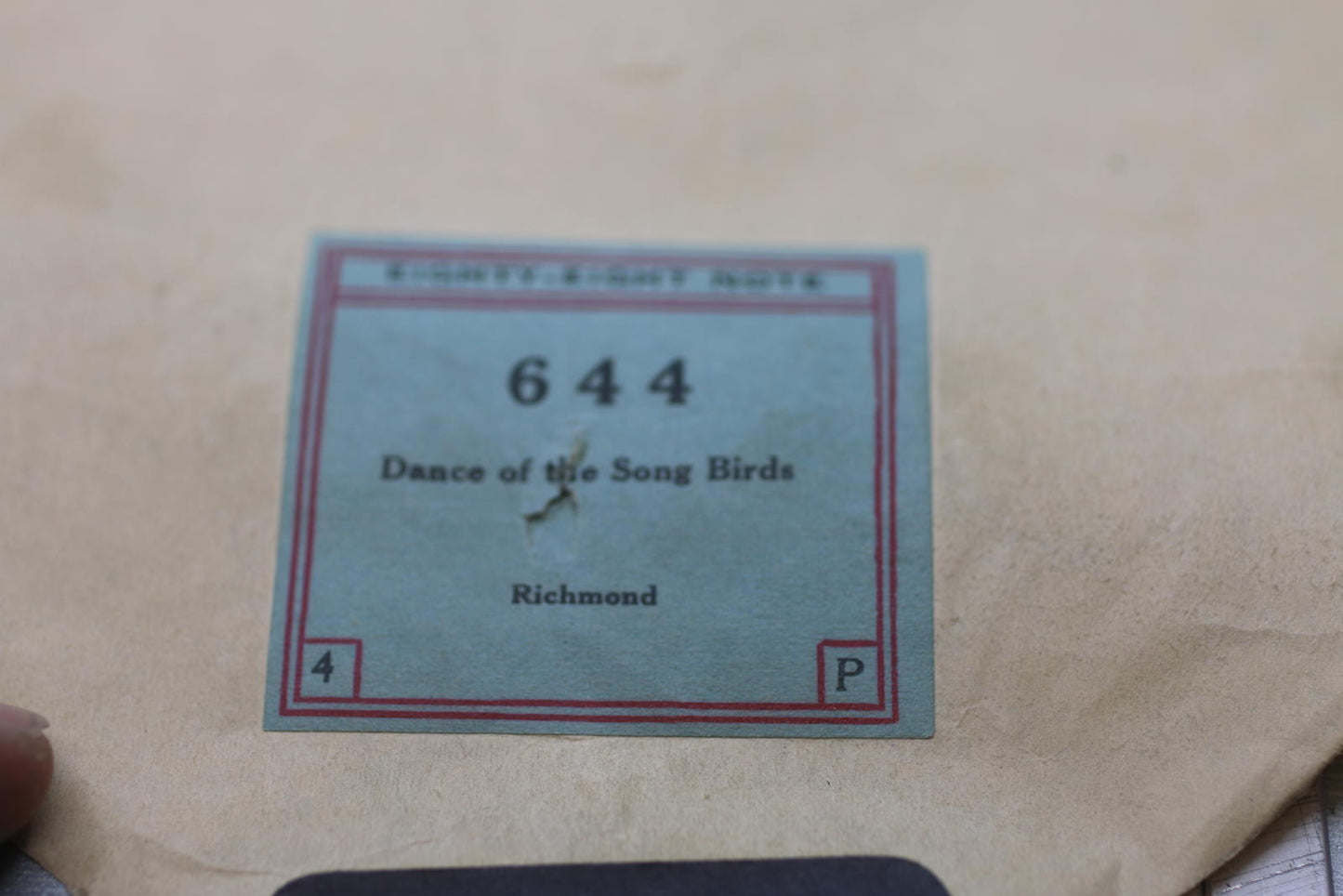 Antique Player Piano Roll 644 Dance of the Song Birds Richmond Autopiano Co