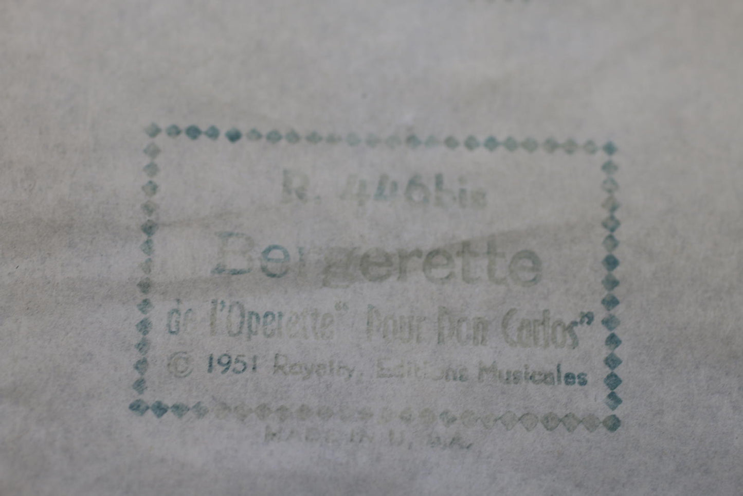 Vintage Player Piano Roll Bergerette Q.R.S R.446bis Pour Don Carlos 88 Note