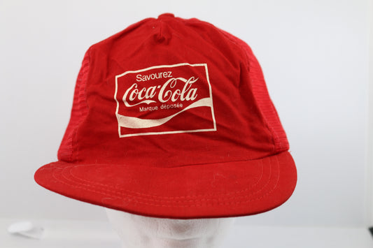 Vintage 90's Savourez Enjoy Coca-Cola Promo Red trucker hat cat adjustable