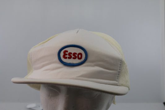 Esso Trucker Hat foam Vintage Hat Adjustable Cap rare white embroid logo