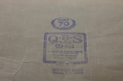 Vintage QRS Word Roll CU-404 L'Amour Pardonne Player Piano Roll Hilda Myers