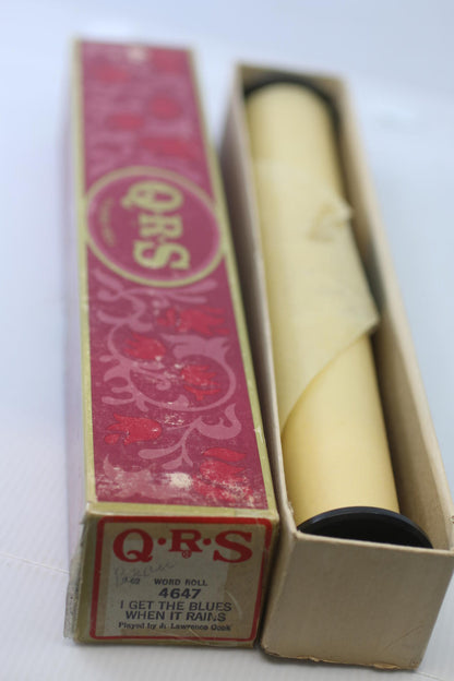 QRS Player Piano Roll 4647 I Get The Blues When It Rains w/ Box Vintage