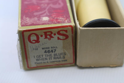 QRS Player Piano Roll 4647 I Get The Blues When It Rains w/ Box Vintage