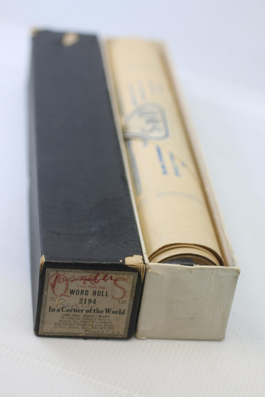 QRS Player Piano Word Roll 2194 In A Corner Of The World Waltz w/ Box