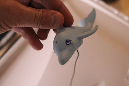 Dolphin animal rubber figure toy with cord