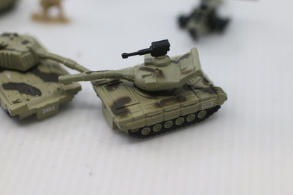 Miniature Military Tank & Helicopter Toy Lot w Soldiers Micro Machines Vehicles