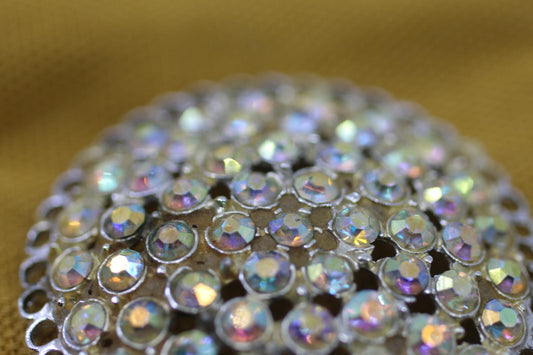 Vintage Rhinestone Brooch Aurora Borealis Crystal SilverTone