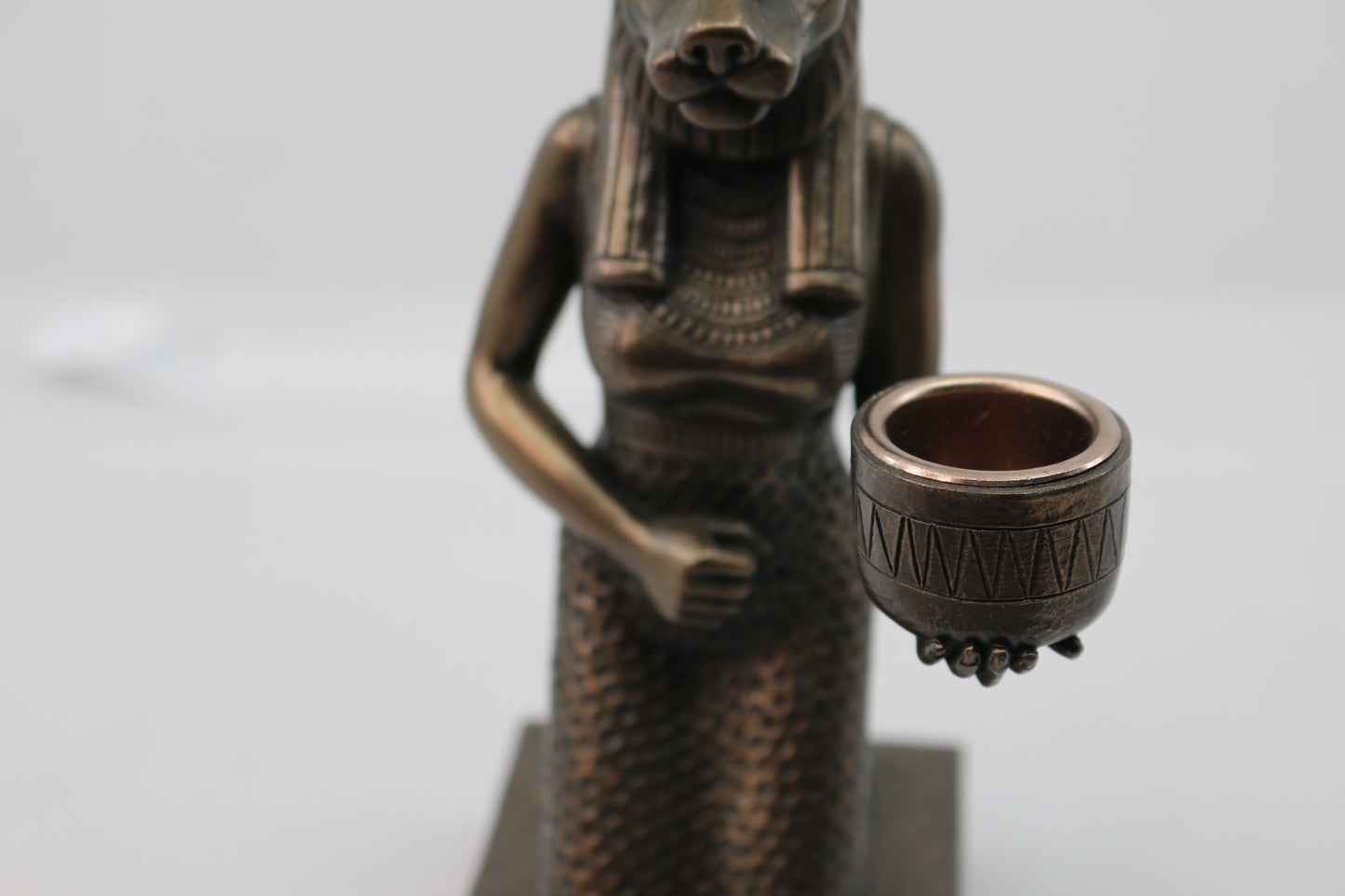 Vintage ancient Egyptian Sekhmet Sculpture Statue zemeno figurine Bowl