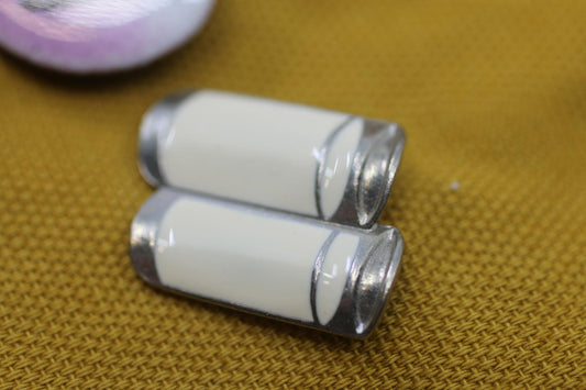 Vintage Enamel Pin Set White & Silver Tone Minimalist Design