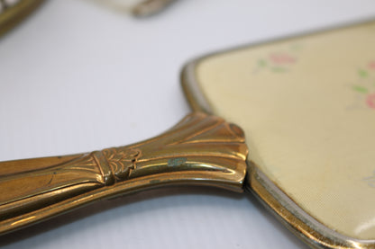 Vintage Ornate Mirrored Vanity Tray Brush Comb Hand Held Mirror