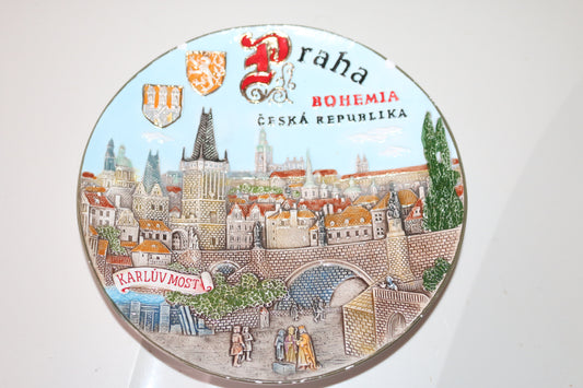 Praha Bohemia Porcelain Souvenir Plate Mz Czechoslovakia republika 3d art