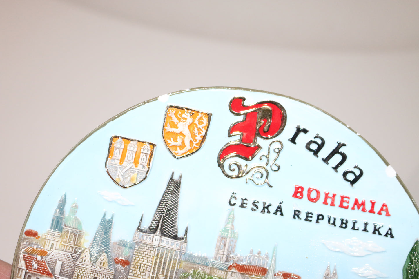 Praha Bohemia Porcelain Souvenir Plate Mz Czechoslovakia republika 3d art