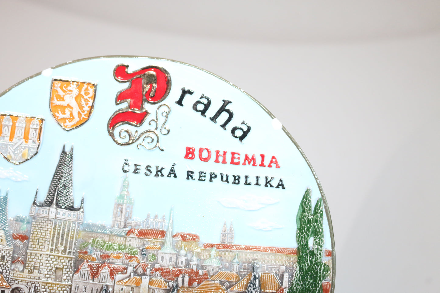 Praha Bohemia Porcelain Souvenir Plate Mz Czechoslovakia republika 3d art