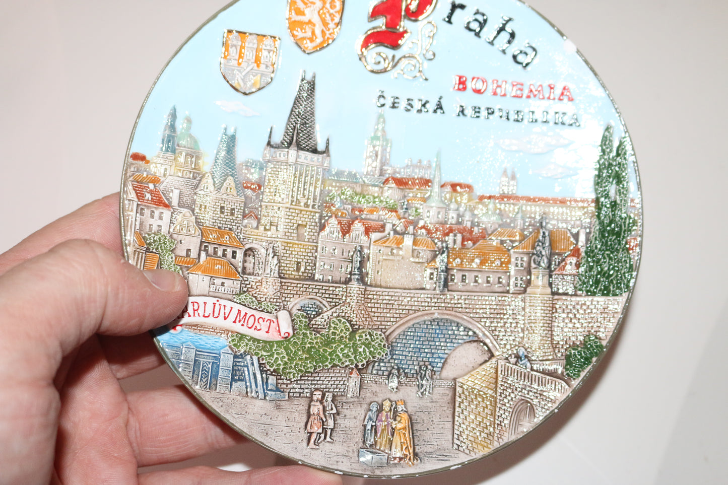 Praha Bohemia Porcelain Souvenir Plate Mz Czechoslovakia republika 3d art