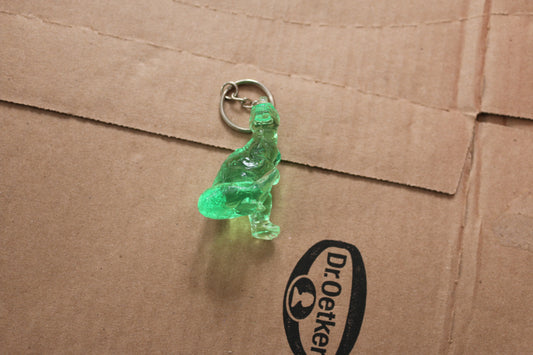 Vintage Clear Green Plastic Dinosaur Key Chain