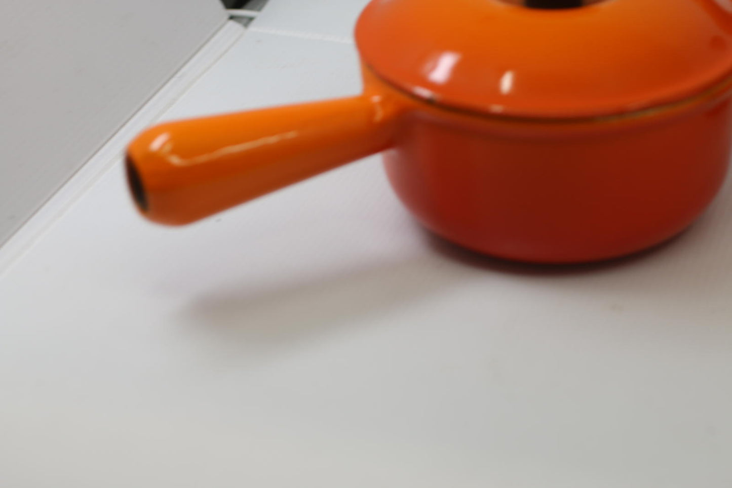 Vintage Le Creuset France Orange Enamel Saucepan w/ Lid #14 Cast Iron