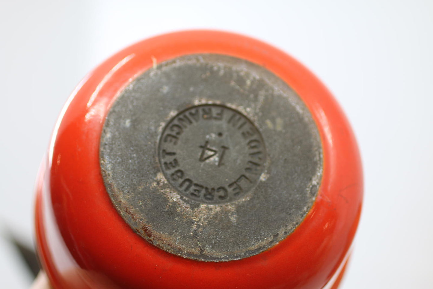 Vintage Le Creuset France Orange Enamel Saucepan w/ Lid #14 Cast Iron